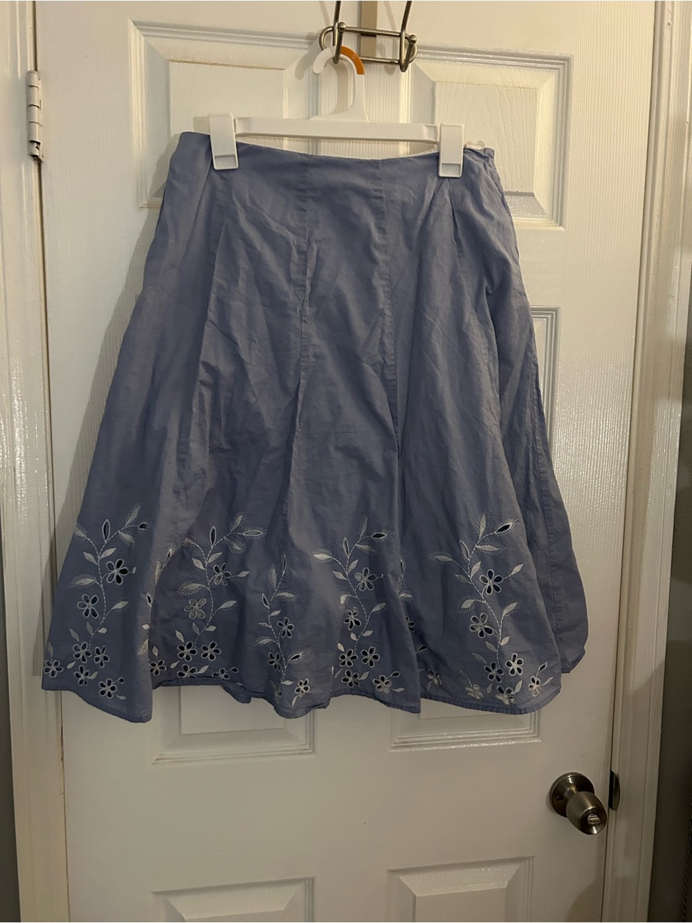 Charter Club Lavender Floral Eyelet Midi Skirt
